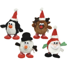 Vianočné plyšové figúrky: tučniak, sob, snehuliak a Santa Claus