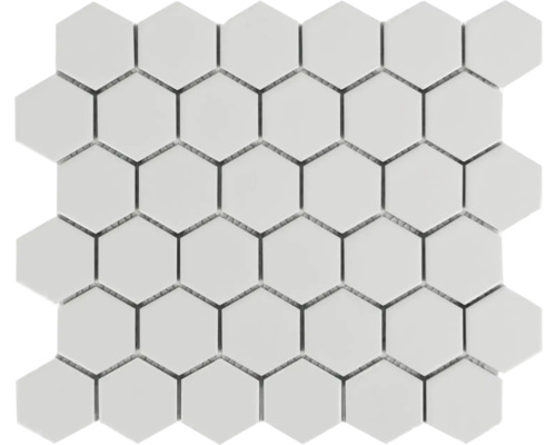 Keramická mozaika šesťhran 32 x 27,9 cm matná biela