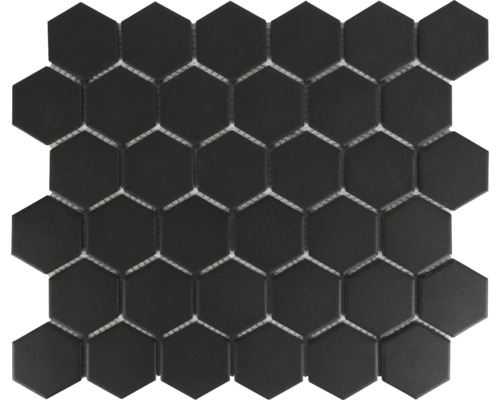 Keramická mozaika šesťhran 32 x 27,9 cm matná čierna