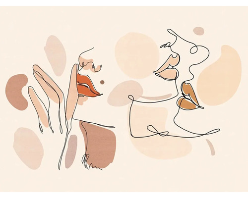 Vliesová fototapeta na stenu ML2601 3,71x2,8 m Ilustrácia so ženskými tvárami a abstraktnými tvarmi