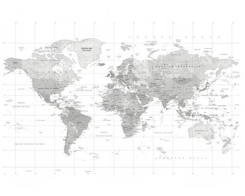 Vliesová fototapeta na stenu ML3002 3,71x2,8 m Mapa sveta s názvami krajín a súradnicami