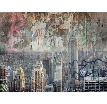 Tapeta s panorámou New Yorku s budovou Empire State Building a graffiti