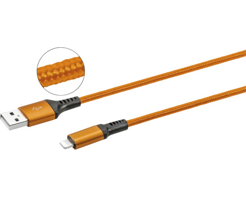 Dátový nabíjací kábel MFI 8PIN VIN 2,5m oranžový-0