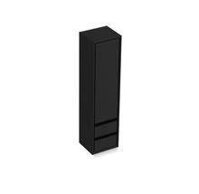 Čierna kúpeľňová vysoká skrinka s dvierkami a dvoma zásuvkami