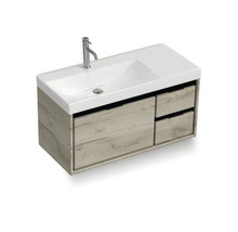 Skrinka pod umývadlo s dvomi zásuvkami, batériou a obdĺžnikovým umývadlom