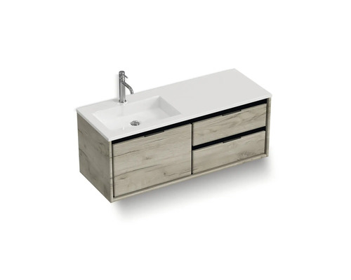 Skrinka pod umývadlo s umývadlom, batériou a štyrmi zásuvkami