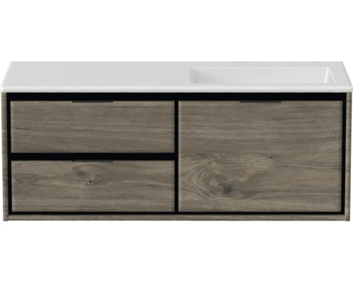 Skrinka pod umývadlo s dvomi zásuvkami a umývadlom na dosku