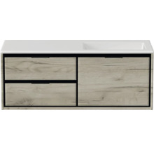 Skrinka pod umývadlo s dvomi zásuvkami a jednou dverou v drevenom dizajne