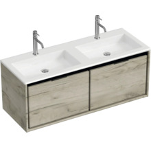 Skrinka pod umývadlo s dvoma umývadlami a spodná skrinka s dvoma zásuvkami