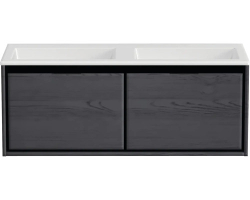 Skrinka pod umývadlo s dvoma umývadlami a dvoma dvierkami
