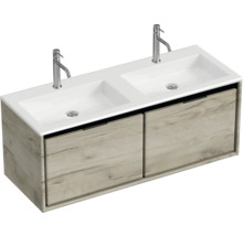 Dvojité umývadlo s dvoma umývadlami a spodnou skrinkou