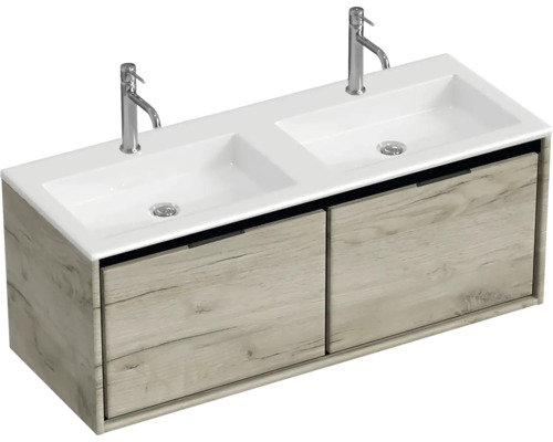 Dvojité umývadlo s dvoma umývadlami a spodnou skrinkou