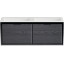 Skrinka pod umývadlo s dvoma umývadlami a dvoma dvierkami