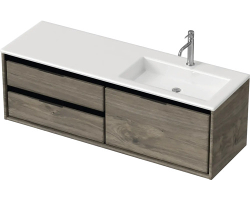 Umývadlo s umývadlovou skrinkou, umývadlom, batériou a zásuvkami