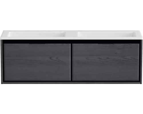 Skrinka pod umývadlo s dvomi umývadlami a dvomi dvierkami