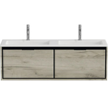 Dvojité umývadlo so skrinkou a dvoma kohútikmi