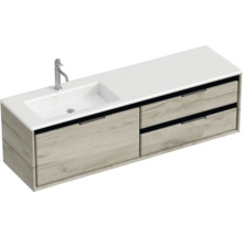 Umývadlo so skrinkou, drevený dekor a umývadlo na dosku