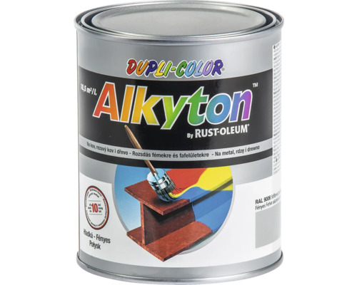 Samozákladová farba na hrdzu a drevo lesklá Alkyton strieborná 750 ml