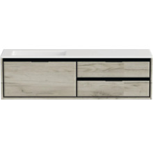 Skrinka pod umývadlo so zásuvkami a dreveným dekorom