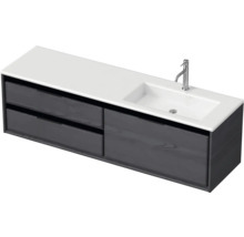 Umývadlová skrinka s dvoma zásuvkami, keramickým umývadlom a batériou