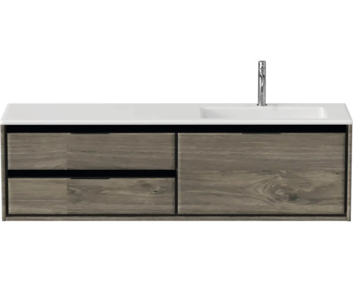 Súprava kúpeľňového nábytku Sanox Loft ŠxVxH 160,5 x 47 x 45,5 cm farba čela espresso 2dielna s umývadlom z minerálnej liatiny umývadlo pravé Skrinka pod umývadlo s umývadlom a batériou