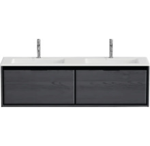 Skrinka pod umývadlo s dvoma umývadlami a dvoma batériami