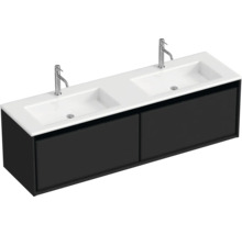 Skrinka pod umývadlo s dvoma umývadlami a dvoma batériami