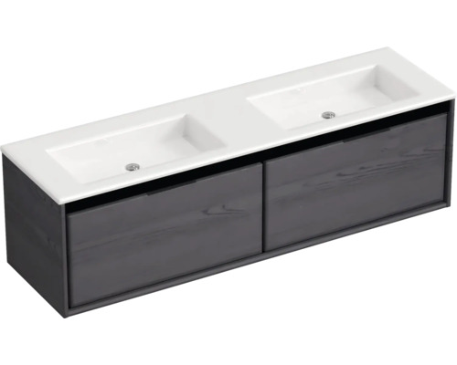 Skrinka pod umývadlo s dvoma umývadlami a dvoma zásuvkami