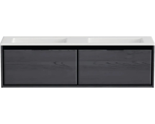 Skrinka pod umývadlo s dvoma umývadlami a dvoma zásuvkami