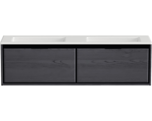 Skrinka pod umývadlo s dvomi umývadlami a zásuvkami