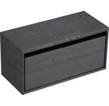 Sivá skrinka pod umývadlo s jednou zásuvkou.