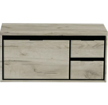 Nástenná skrinka s dreveným dekorom a tromi zásuvkami