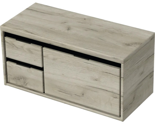 Skrinka pod umývadlo s dvomi zásuvkami v dizajne dreva