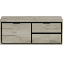 Nástenná skrinka na topánky s jednými dvierkami a dvomi zásuvkami vo vzhľade dreva