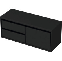 Čierna závesná skrinka s dvomi zásuvkami a jednými dvierkami