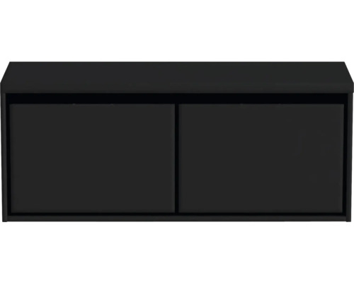 Čierna skrinka pod umývadlo s dvomi dvierkami do kúpeľne
