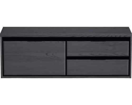 Sivá spodná skrinka s jednými dvierkami a dvoma zásuvkami