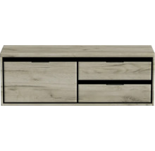 Závesná skrinka s tromi zásuvkami v dizajne dreva