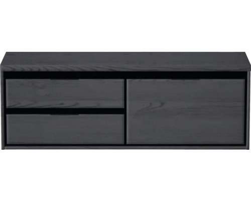 Sivá skrinka pod umývadlo s dvomi zásuvkami a jednými dvierkami