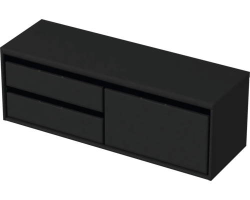 Kúpeľňová skrinka pod umývadlo Sanox Loft čierna matná 140,2 x 48 x 45 cm Nástenná skrinka s dvoma zásuvkami a jednými dvierkami