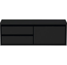 Čierna skrinka pod umývadlo s dvoma zásuvkami a jednými dverami