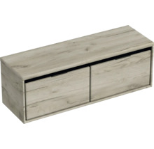 Závesná skrinka s dvomi zásuvkami v drevenom dizajne