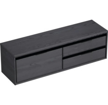 Závesná skrinka pod umývadlo s dvomi drevenými zásuvkami