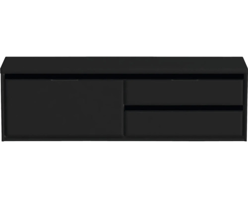 Čierna skrinka pod umývadlo s jednou skrinkou a dvoma zásuvkami