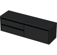 Čierna závesná skrinka s dvoma zásuvkami a jednými dverami