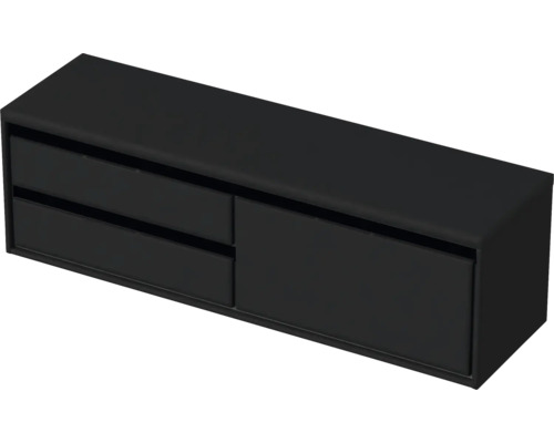 Čierna závesná skrinka s dvoma zásuvkami a jednými dverami