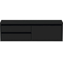 Čierna skrinka pod umývadlo s dvomi zásuvkami a jednými dvierkami