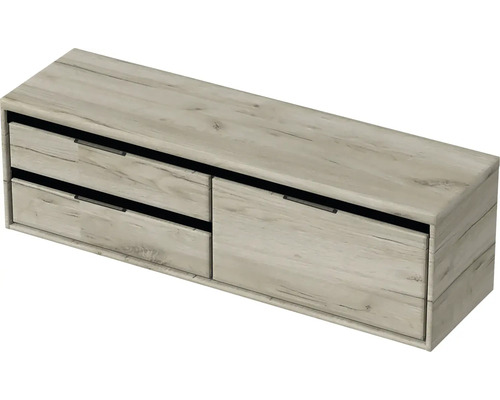 Kúpeľňová skrinka pod umývadlo Sanox Loft craft oak 160,2 x 48,6 x 45 cm Závesná skrinka pod umývadlo s tromi zásuvkami vo vzhľade dreva