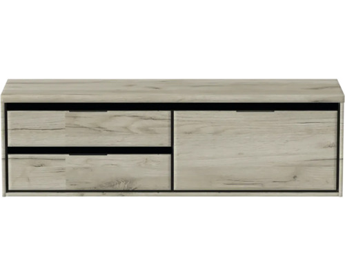 Závesná skrinka pod umývadlo so zásuvkami a dvierkami