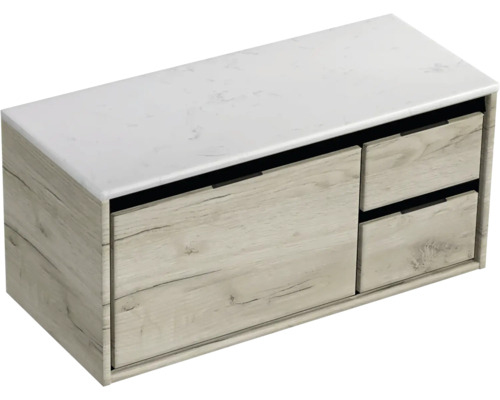 Skrinka pod umývadlo s dvoma zásuvkami a mramorovou doskou